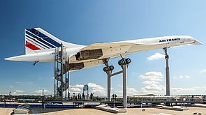 Die begehbare Air-France-Concorde auf dem Dach des Technik Museums Sinsheim.